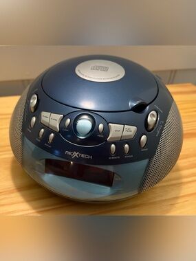 Y2K Blue Portable CD Player Alarm Clock
